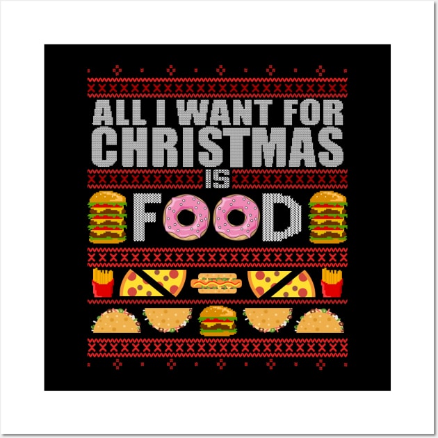 All I Want For Christmas Is Food - Ugly Xmas Sweater Wall Art by Frontoni